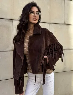 Кожаная куртка с бахромой - фото 4