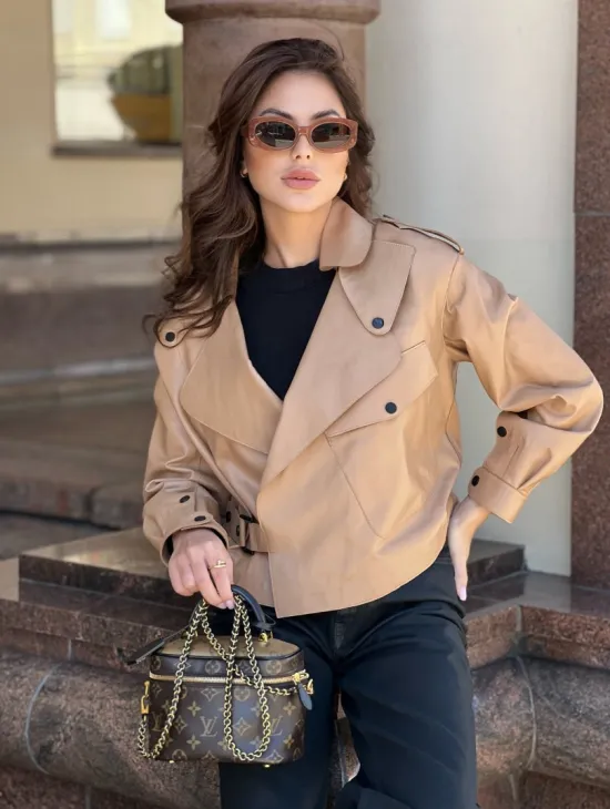 Популярная косуха в сливочной гладкой коже - фото 2