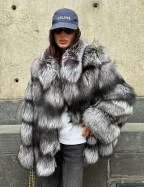 Шуба из чернобурки воротник стойка - фото 0