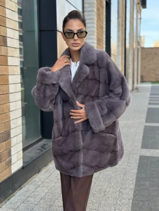 Шуба норковая - жакет лаванда - фото 7