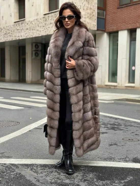 Шуба из меха куницы в цвете Truffle - фото 6
