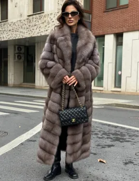 Шуба из меха куницы в цвете Truffle - фото 4