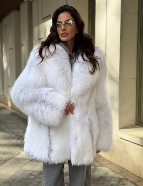 Шуба из белой арктической лисы - фото 3