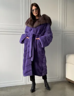 Фиолетовая норковая шуба - фото 16