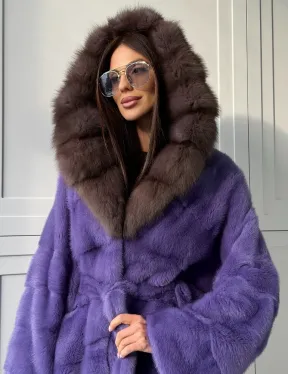 Фиолетовая норковая шуба - фото 10