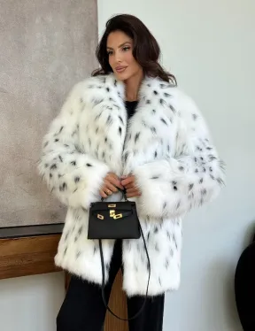 Шуба из лисы под рысь - белая - фото 7