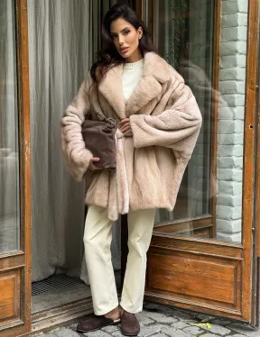 Натуральная норковая шуба - пастель - фото 5