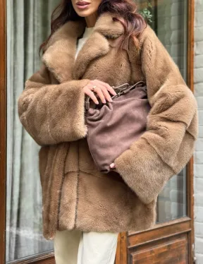 Полушубок норковый (бежевый) - фото 1