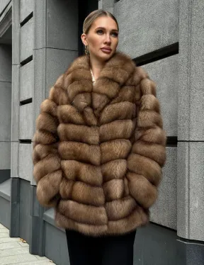 Шуба из куницы с воротником шаль - фото 9