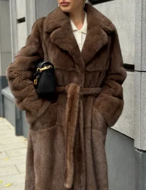 Норковая шуба - цвет соболь - фото 3