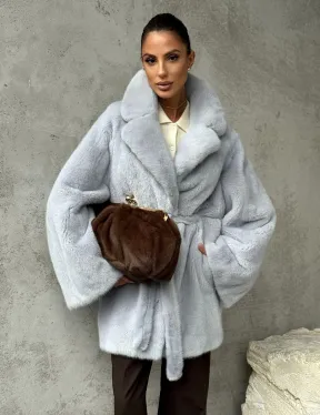 Полушубок из голубой норки - фото 7