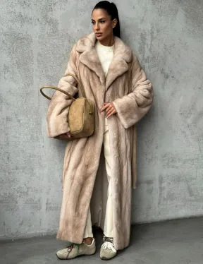 Длинная норковая шуба пастель - фото 6