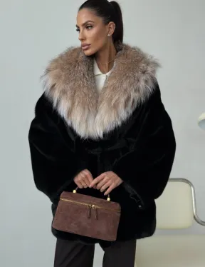 Норковый полушубок с капюшоном рысь - фото 4