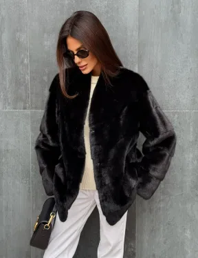 Черный норковый полушубок - фото 5