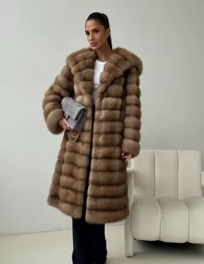 Шуба из куницы с капюшоном кобра - фото 8