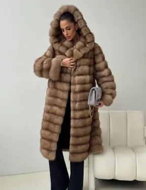 Шуба из куницы с капюшоном кобра - фото 5