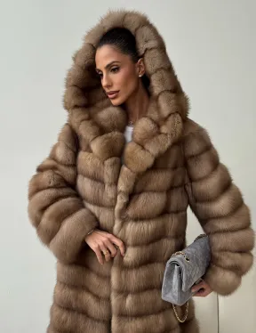 Шуба из куницы с капюшоном кобра - фото 6