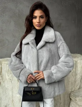 Голубая норковая шуба - фото 9