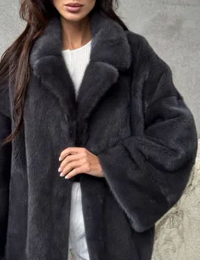 Серый норковый полушубок - автоледи - фото 1