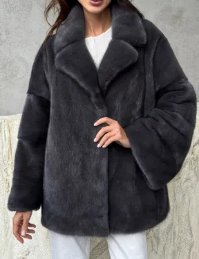 Серый норковый полушубок - автоледи - фото 2