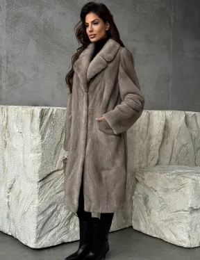 Норковая шуба в сером цвете 