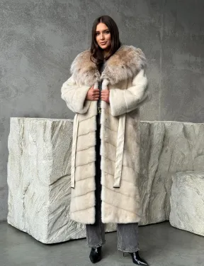 Норка шуба паркет с капюшоном рысь - фото 11