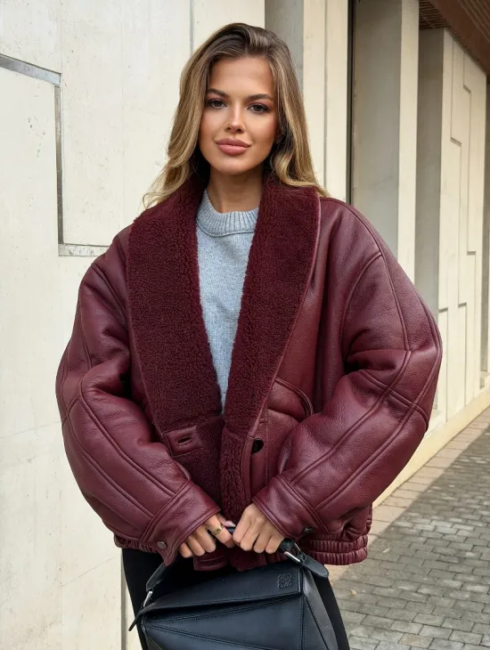 Дубленка женская зимняя - воротник шаль - фото 4