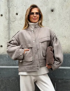 Зимняя дубленка - бомбер - фото 9