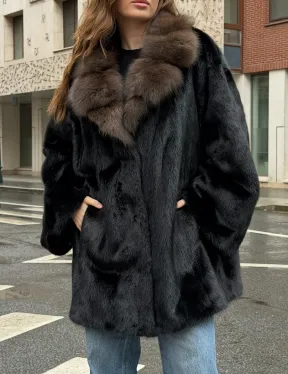 Норковая шуба - воротник куница - фото 2