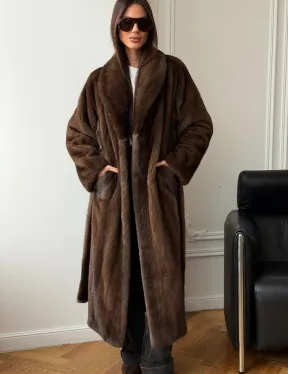 Норковое пальто - воротник шаль - фото 4