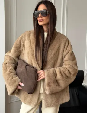 Норковый жакет (бежевый) - фото 4