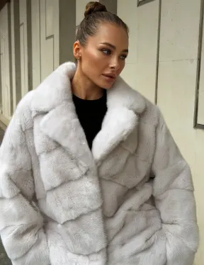 Светлый норковый полушубок - фото 4