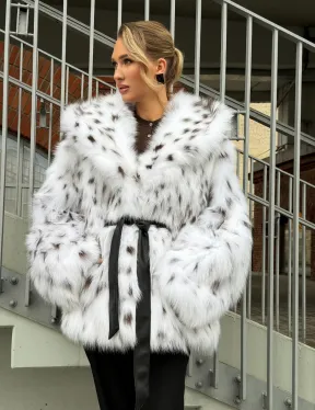 Шуба из лисьего меха под рысь с капюшоном - фото 17