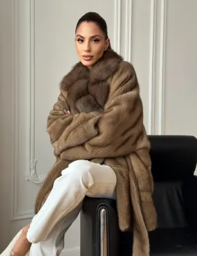 Шуба норка - воротник куница - фото 10