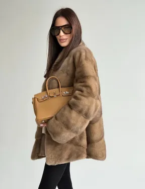 Полушубок пастель мех норка - фото 8