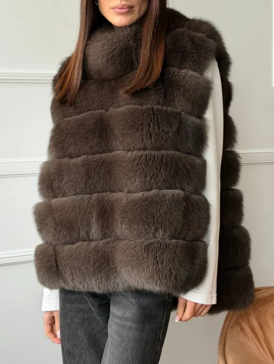 Меховая манишка под соболь из песца - фото 4