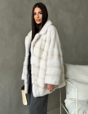 Полушубок норковый в цвете паломино - фото 11