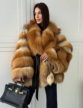Шуба из лисы огневки - оверсайз - фото 8