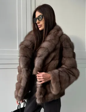 Куртка из куницы - воротник шаль - фото 11