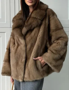 Куртка из меха норки - воротник куница - фото 4