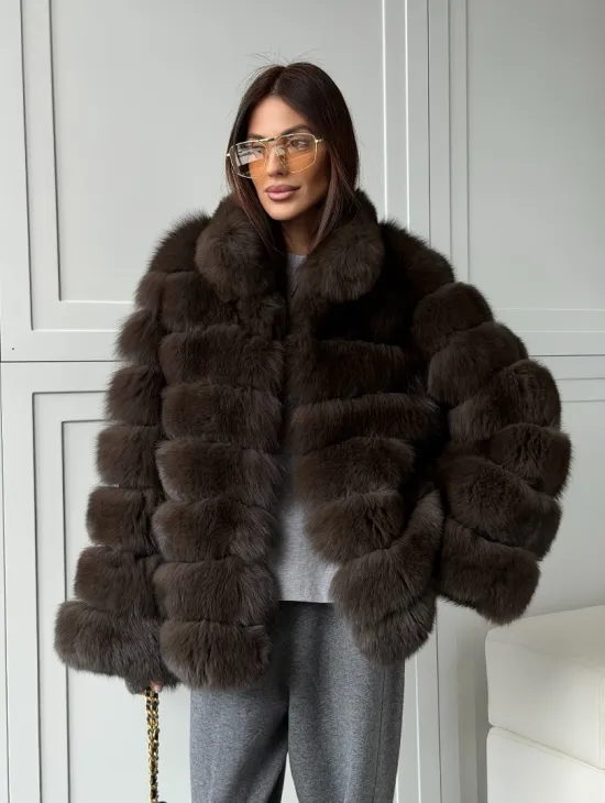 Шуба из натурального песца под соболь - фото 13