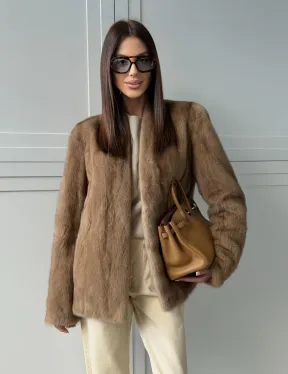 Женский норковый полушубок пастель - фото 15