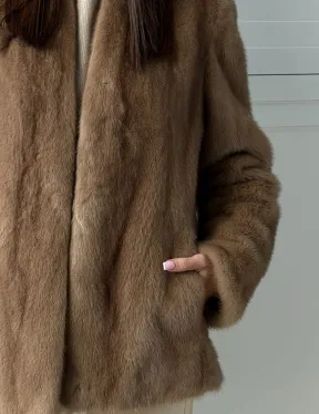 Женский норковый полушубок пастель - фото 1