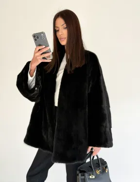 Женский норковый жакет - черный - фото 9