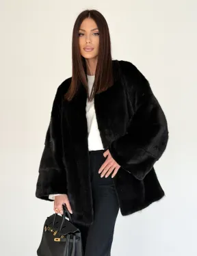 Женский норковый жакет - черный - фото 7