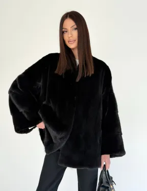 Женский норковый жакет - черный - фото 12