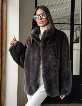 Меховой норковый жакет (серый) - фото 17