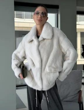 Модная женская норковая куртка - фото 13