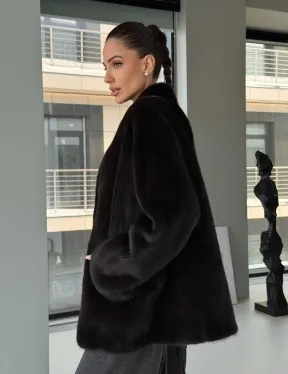 Модный норковый жакет «тренд 2026» Dark Espresso - фото 11