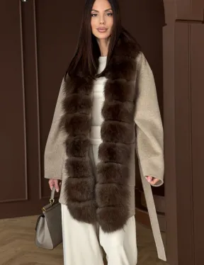 Пальто с отделкой из меха песца - фото 4